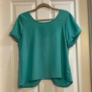 Teal blouse with crossover back, size M